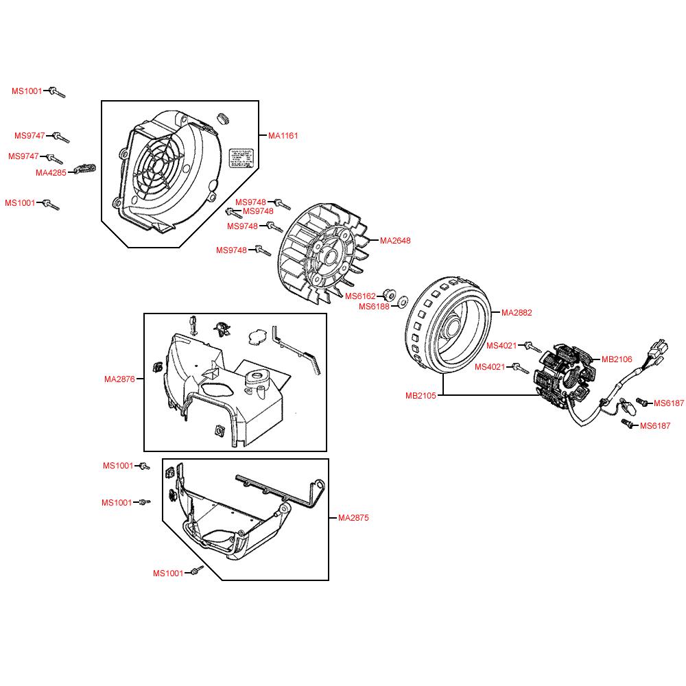 E07 Kryt motoru, dobíjení a ventilátor chlazení - Kymco Like 200i