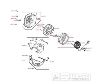 E07 Kryt motoru, dobíjení a ventilátor chlazení - Kymco Like 200i