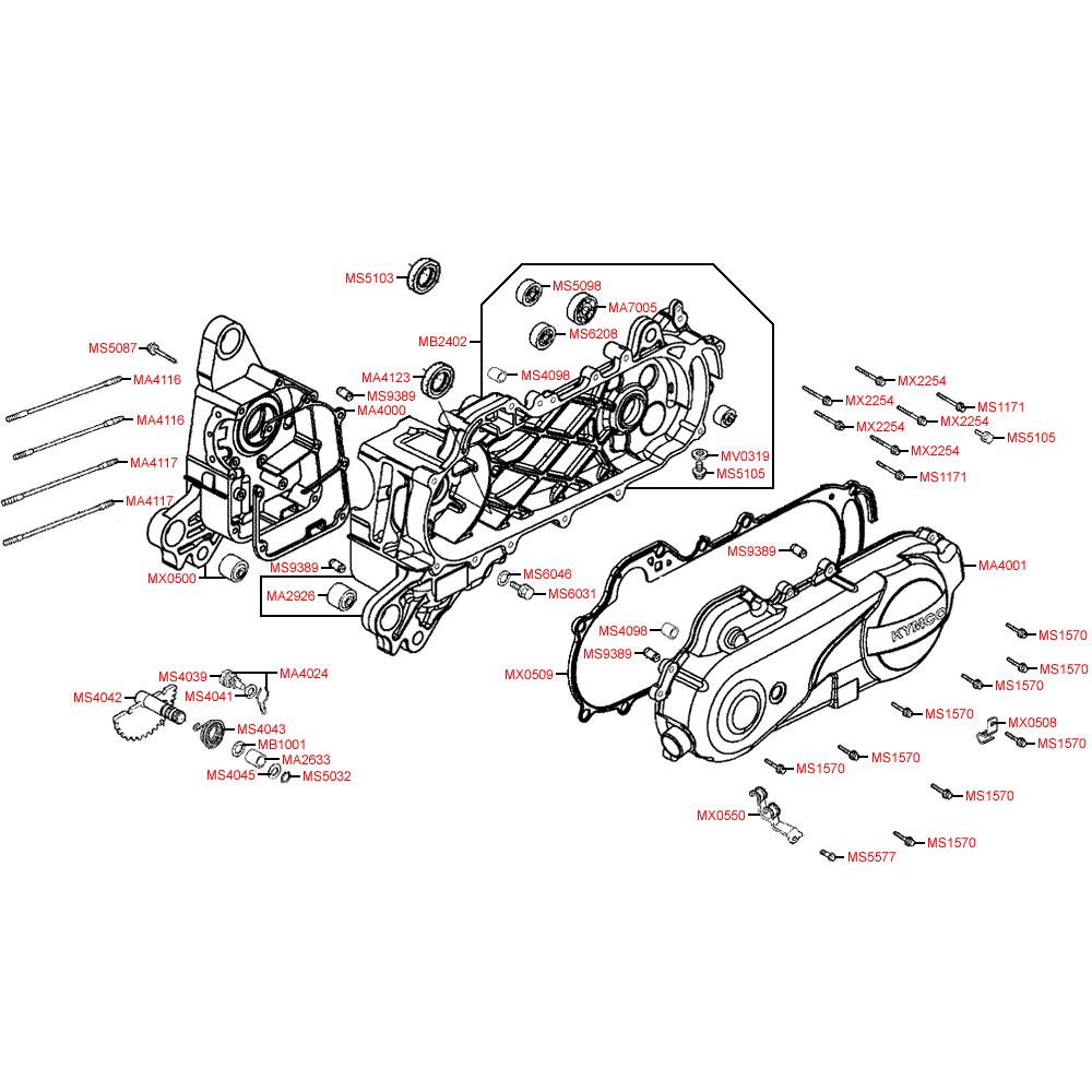 Kartery / Kryt variátoru - Kymco DJ 50 S KG10B