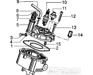 T5 Hlava válce, termostat, zapalovací svíčka - Gilera Eaglet automat do 2005 (ZAPC09000...)