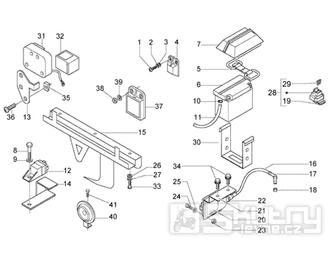T38 Elektrosoučástky, relé, baterie, klakson - Gilera Nexus 500ccm 4T LC do roku 2005 (ZAPM35200... , ZAPM3510...)