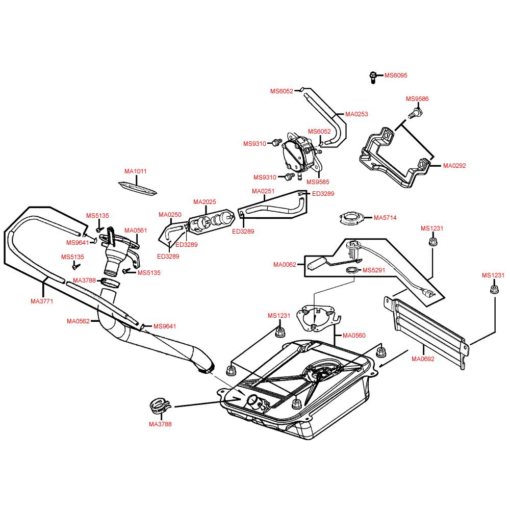 F10 Nádrž a benzinové čerpadlo - Kymco Grand Dink 50S