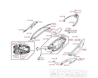 F12 Úložný prostor pro přilbu / Zadní kapotáž - Kymco Xciting 250 karburátor [SA50AA]