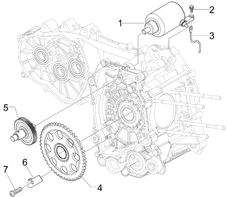 1.20 Elektrický startér motoru - Gilera Nexus 300ie 4T LC 2008 (ZAPM35600)