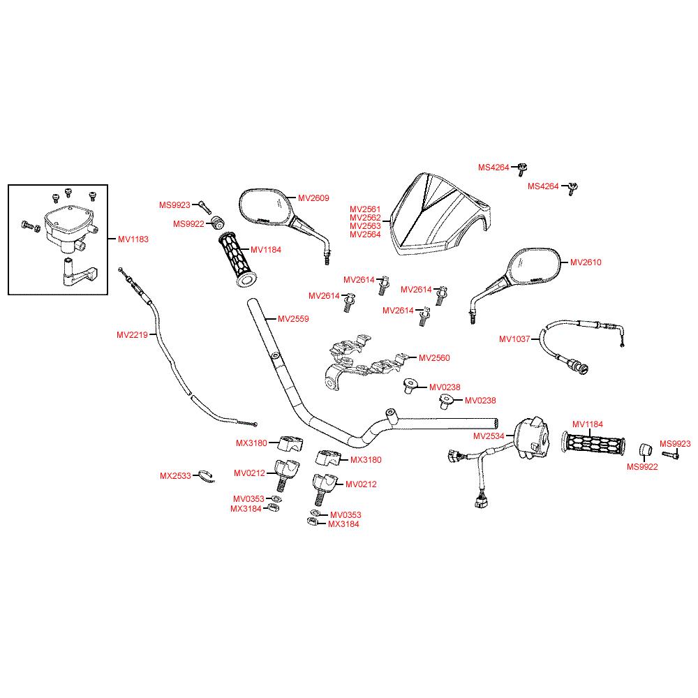 F03 Řidítka / zrcátka a ovládání - Kymco Maxxer 300 Wide MMC