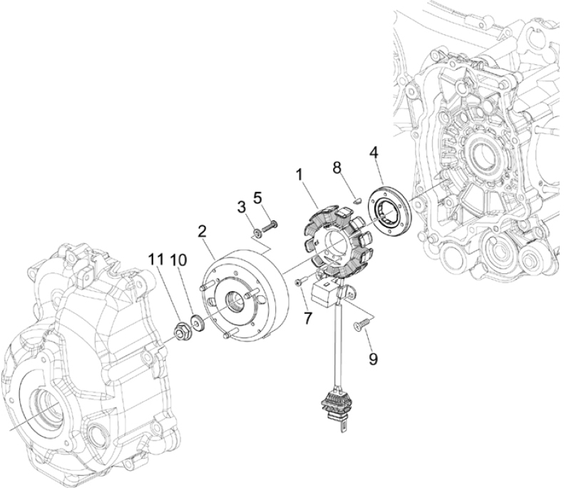 1.21 Magneto dobíjení - Gilera Nexus 250 SP 4T LC 2006-2007 UK (ZAPM35300)