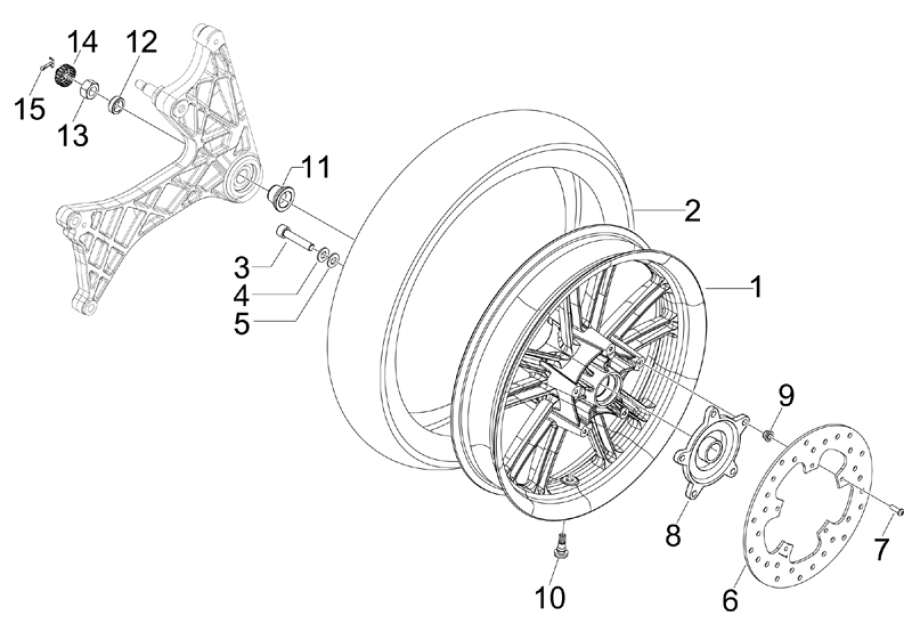 4.12 Zadní kolo - Gilera Nexus 300ie 4T LC 2009-2011 (ZAPM35600)