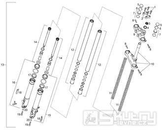 T14 Tyč řízení a přední tlumiče - Gilera SMT SM 50 EBS do roku 2005 (ZAPG12A1A4H)