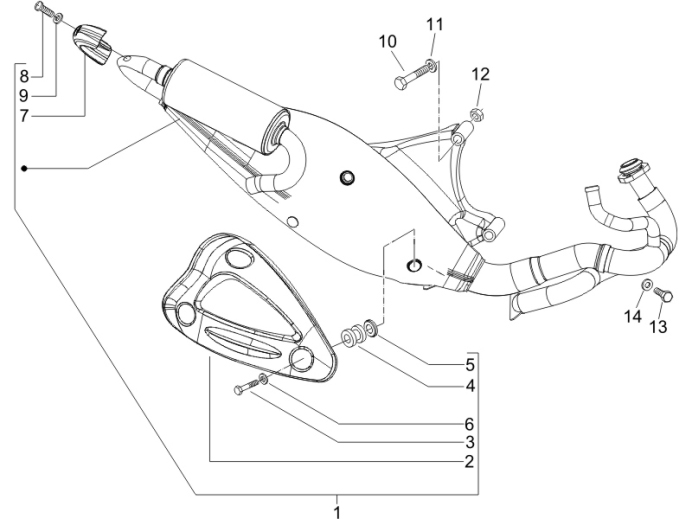 1.42 Výfuk - Gilera Runner 50 SP 2008-2009 (ZAPC46100)