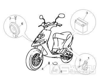 6.05 Baterie, houkačka, relé - Gilera Stalker 50 2T Speciální edice 2007-2008 (ZAPC40100)