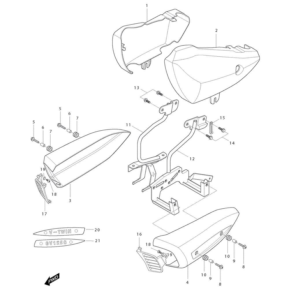 FIG34 Boční kryty - Hyosung GV 125M C Aquila