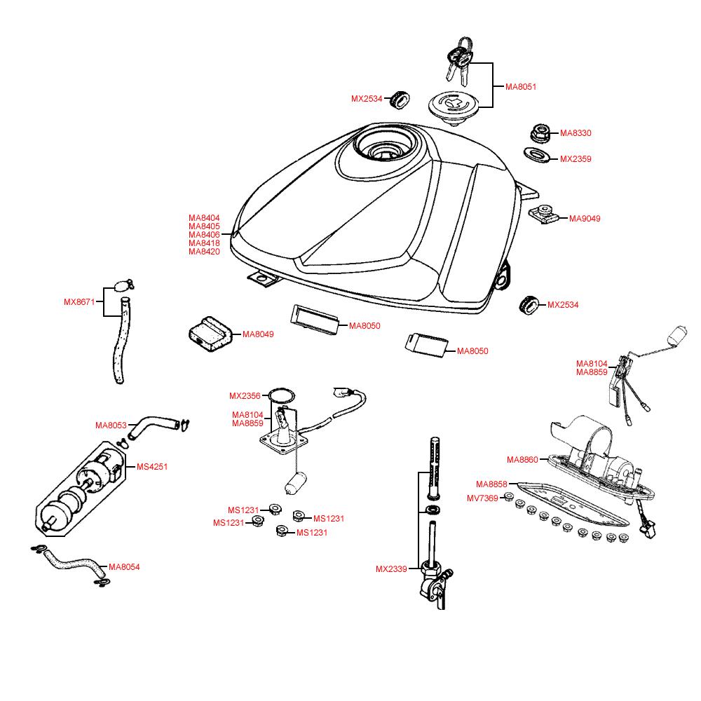 F11 Nádrž a palivový kohout - Kymco Quannon 125