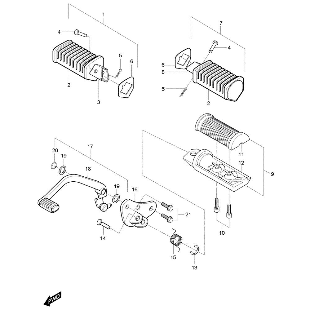 FIG30 Řadící páka / Stupačky - Hyosung GV 125M C Aquila