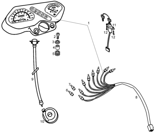 T20 Tachometr, převodník a náhon tachometru - Gilera SMT SM 50 EBS do roku 2005 (ZAPG12A1A4H)