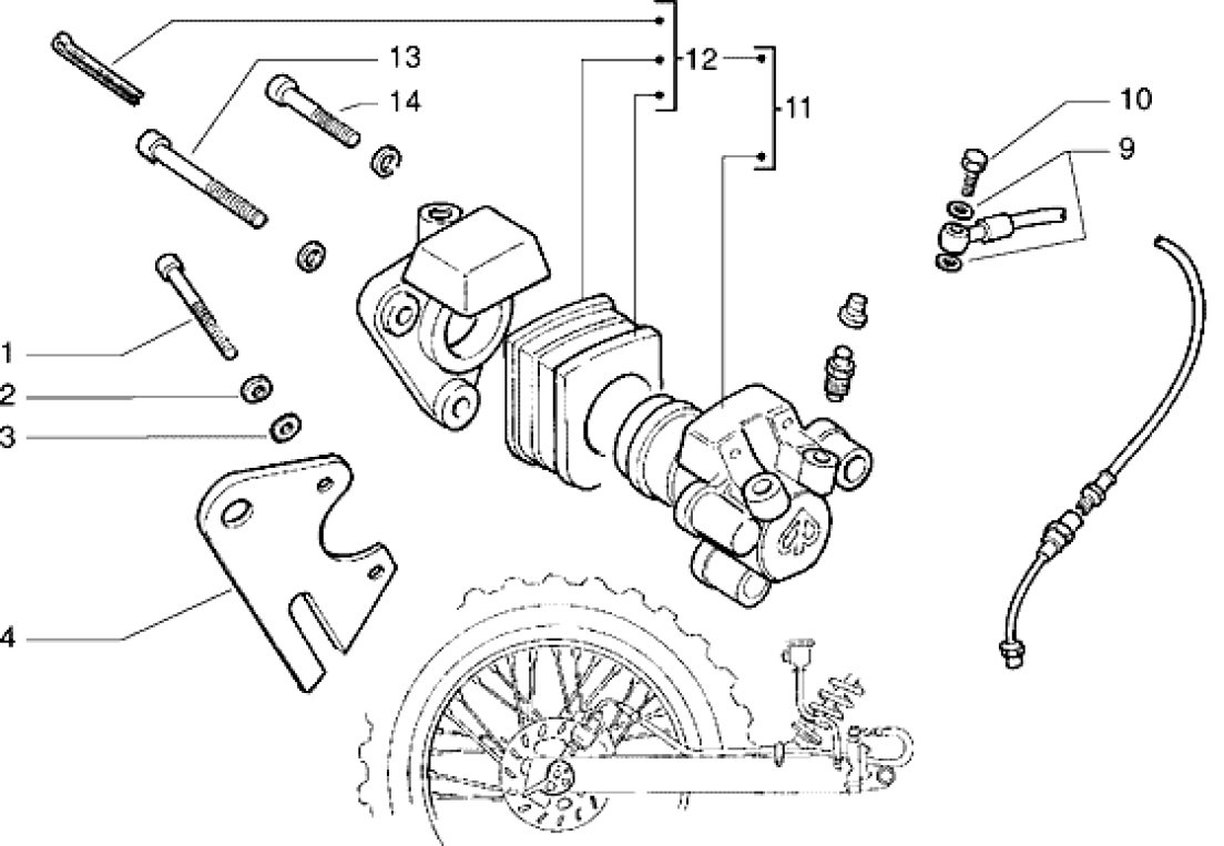 T31 Zadní brzdový třmen, bzrdové destičky - Gilera RK 50 (VTBC 08000 0001001)