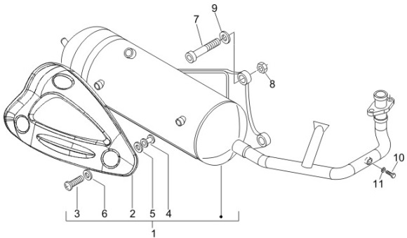 1.42 Výfuk - Gilera Stalker 50 2T Speciální edice 2007-2008 (ZAPC40100)