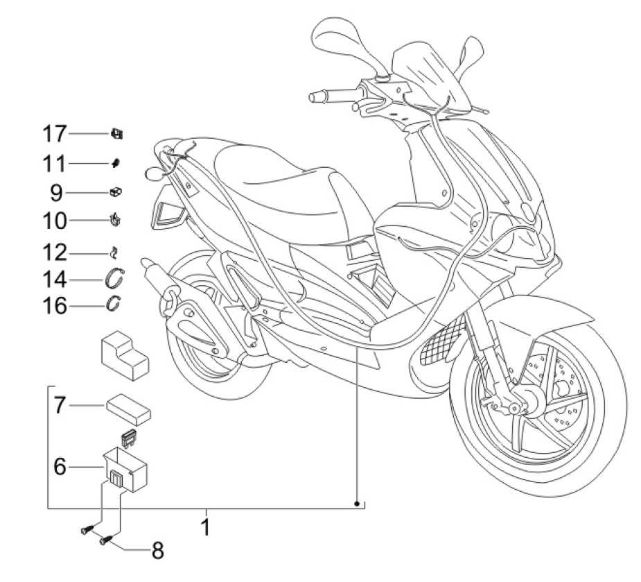 6.08 Elektroinstalace, pojistky - Gilera Runner 125 VX 4T Race 2005 (ZAPM46100)