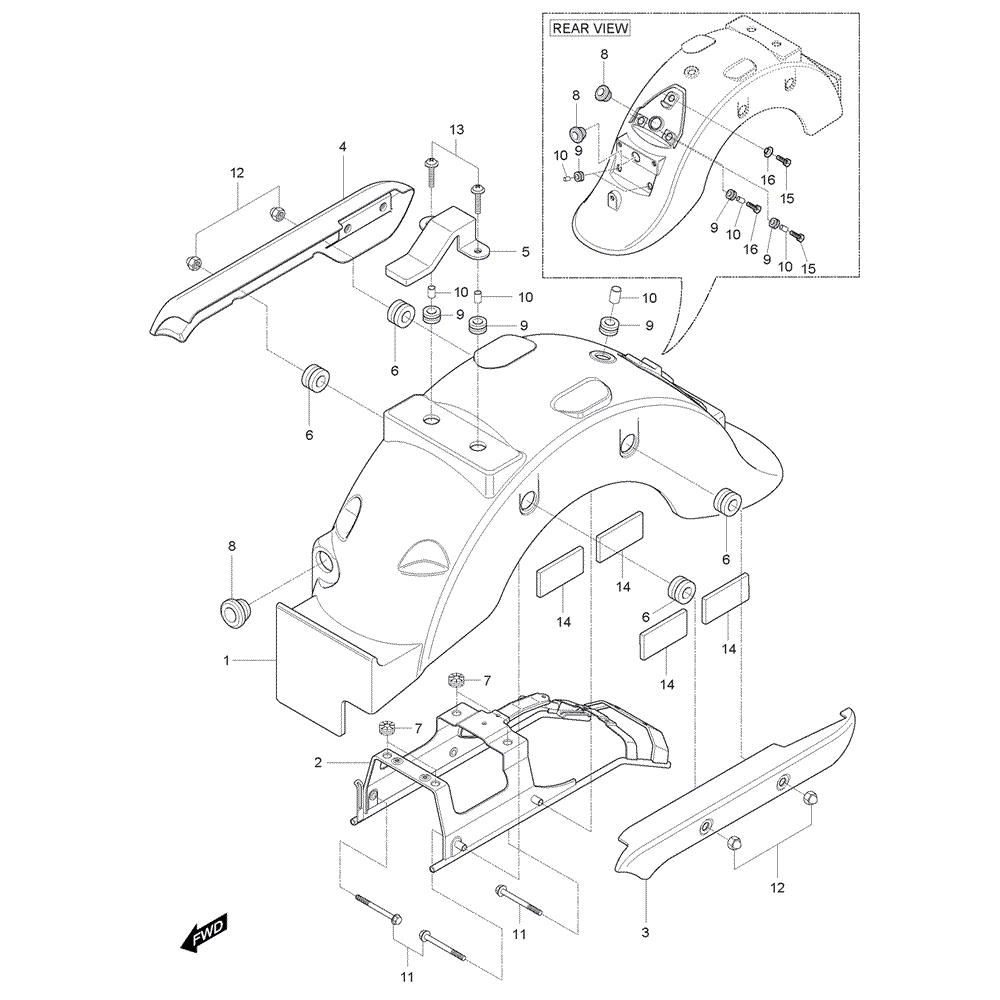 FIG33 Zadní blatník - Hyosung GV 125M C Aquila