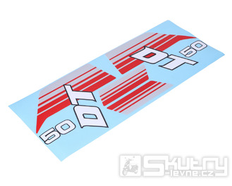 Sada samolepek na nádrž šedá/červená pro Yamaha DT 50