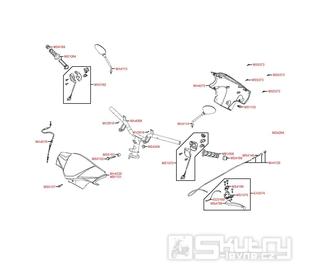 F03 Gripy / zrcátka / řídítka / kapotáž řídítek - Kymco Agility 50 One 4T / Agility 50 MMC 4T