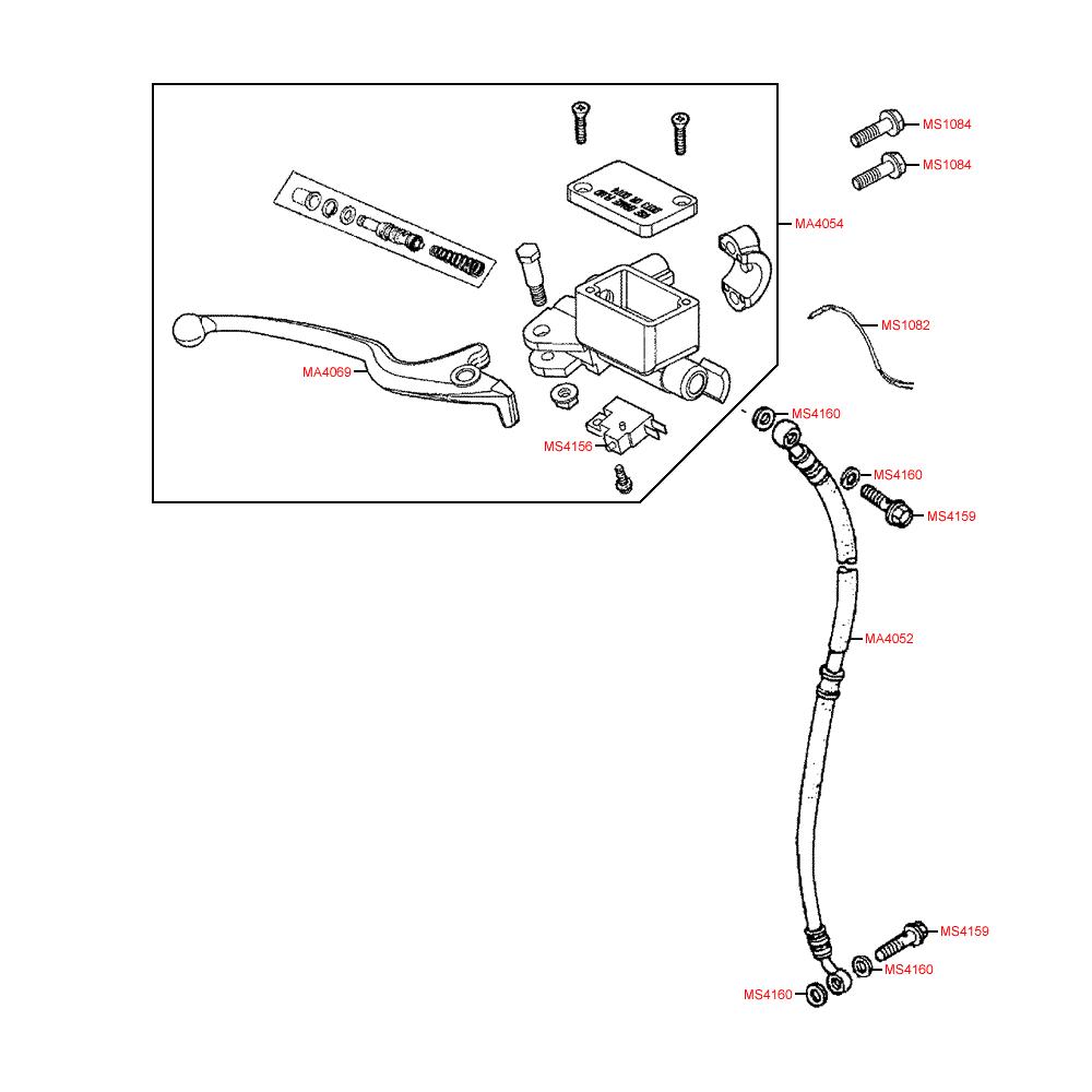 F04 Hlavní brzdový válec přední / brzdová páčka / brzdová hadice -  Kymco Agility 50 4T