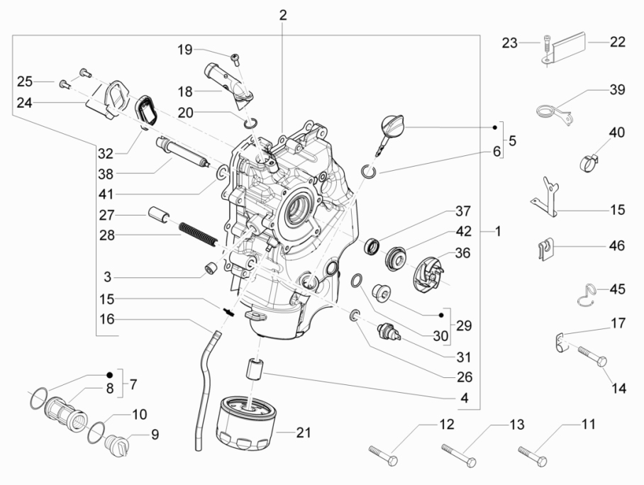 1.23 Kryt magneta dobíjení, olejový filtr - Gilera Nexus 500 4T LC 2009-2011 (ZAPM35200)