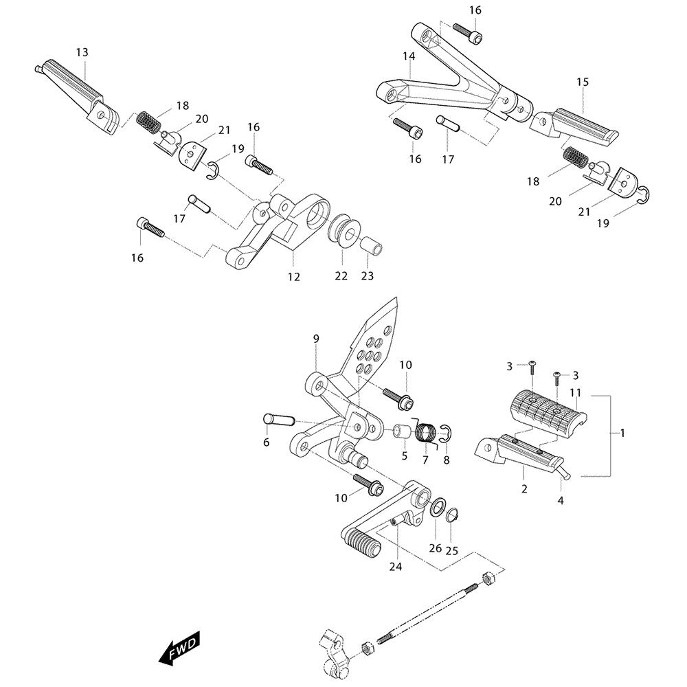 FIG29 Řadící páka / Stupačky - Hyosung GT 250i NE (Naked)