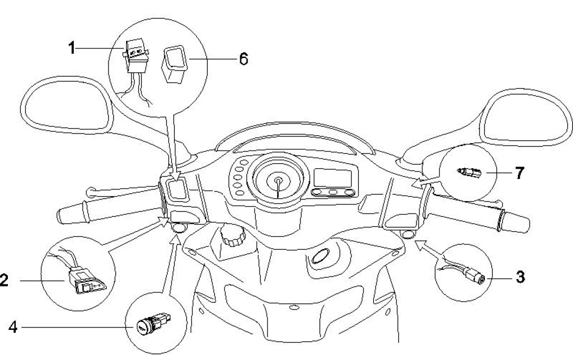6.01 Přepínače světel a blinkrů, tlačítko startování a houkačky - Gilera Runner 200 VXR 4T LC 2005-2006 (ZAPM46200)