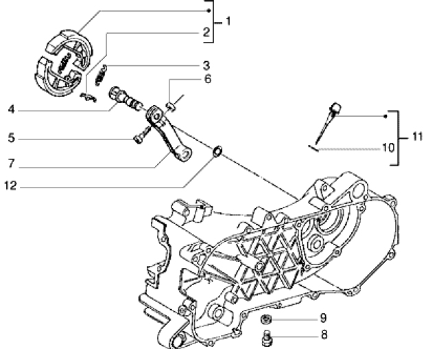 T14 Zadní brzda a měrka převodového oleje - Gilera DNA 50ccm 2T 1998-2005 (ZAPC27000...)