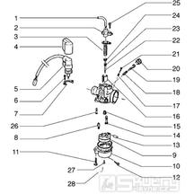 T17 Karburátor (jednotlivé díly) - Gilera Runner 50 do roku 1999 (ZAPC14000)
