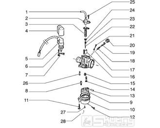 T17 Karburátor (jednotlivé díly) - Gilera Runner 50 do roku 1999 (ZAPC14000)