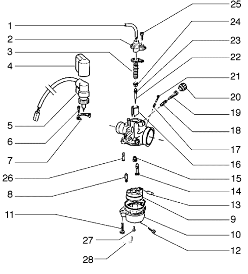 T17 Karburátor (jednotlivé díly) - Gilera Runner 50 do roku 1999 (ZAPC14000)
