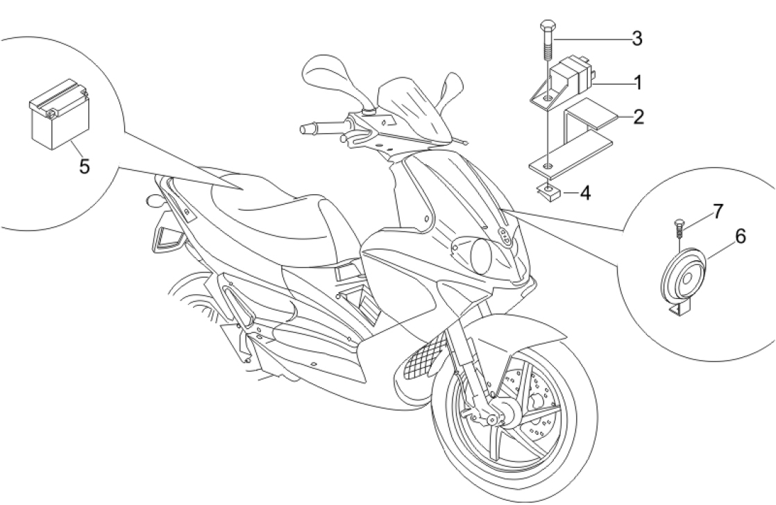 6.05 Baterie, houkačka, relé - Gilera Runner 125 "SC" VX 4T 2006 UK (ZAPM46300)