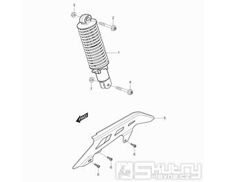 41 Zadní tlumič / Kryt řetězu - Hyosung RT 125 Karion