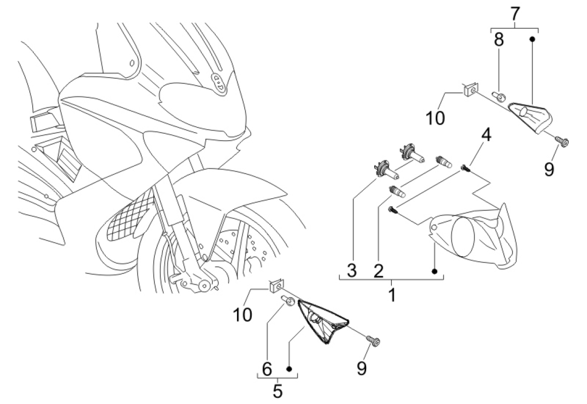 6.03 Přední světlo a blinkry - Gilera Runner 125 "SC" VX 4T UK (ZAPM46100)