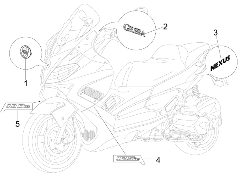 2.38 Samolepky, loga - Gilera Nexus 125ie 4T LC 2008 (ZAPM35700)