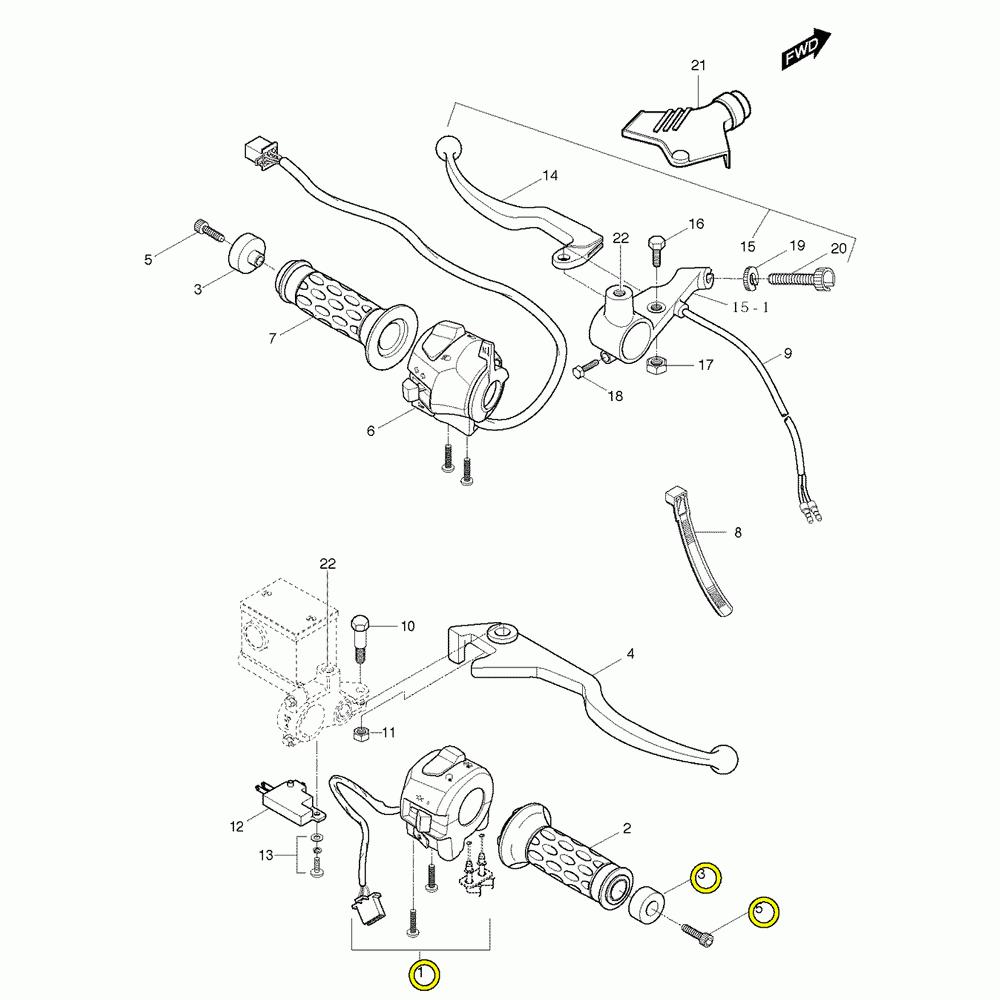 45 Gripy / Přepínače / Páčky - Hyosung GT 650 S & R