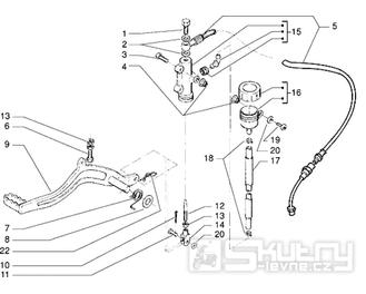 T30 Zadní brzda, brzdový pedál, hlavní brzdový válec a nádobka brzdové kapaliny - Gilera RK 50ccm (VTBC08000...)