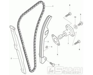 09 Rozvodový řetěz a vodící lišty - Hyosung RX 125D E3