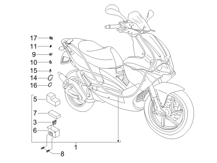 6.08 Elektroinstalace, pojistky - Gilera Runner 50 PureJet SC 2006 (ZAPC46200)