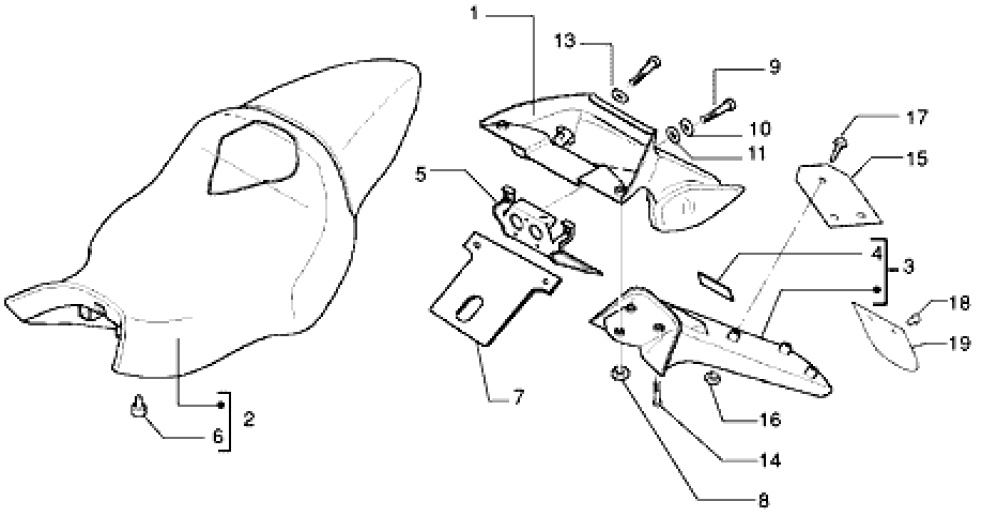 T30 Sedačka, zadní blatník - Gilera DNA 180ccm 4T LC do 2005 (ZAPM26000...)