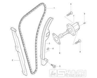 09 Rozvodový řetěz a vodící lišty - Hyosung GT 125 R