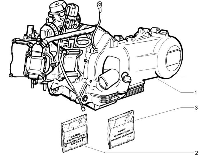 1.02 Motor, těsnění motoru - Gilera Runner 200 VXR 4T LC 2006 (ZAPM46400)