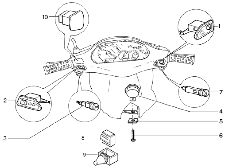 T49 Přepínače světel a blinkrů, klakson - Gilera Runner Purejet 50 1998-2005 (ZAPC36100)
