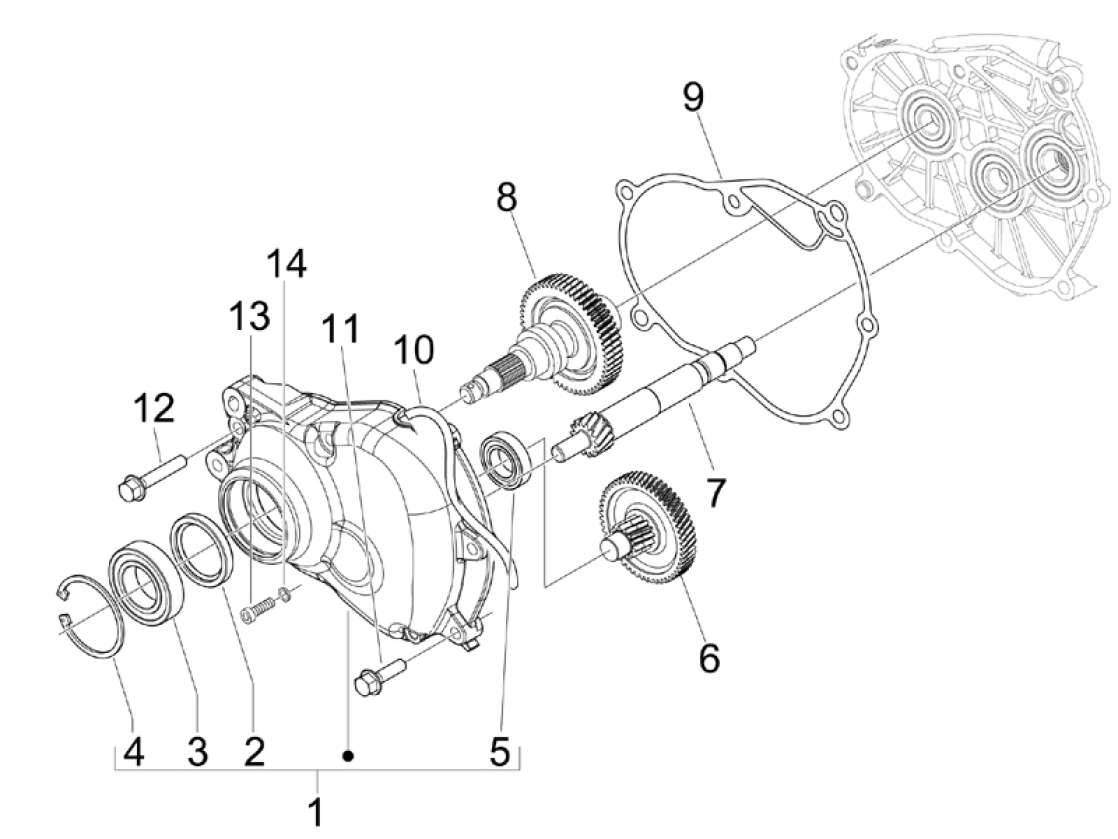 1.25 Převodovka - Gilera Runner 125 ST 4T LC 2008-2012 (ZAPM46301)