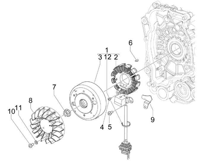 1.21 Magneto dobíjení - Gilera Stalker 50 2T 2008-2011 (ZAPC40100, ZAPC40101)