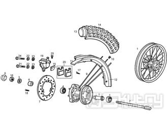 T22 Přední kolo a brzdový kotouč - Gilera RCR Enduro 50ccm EBS (1998 - 2005)