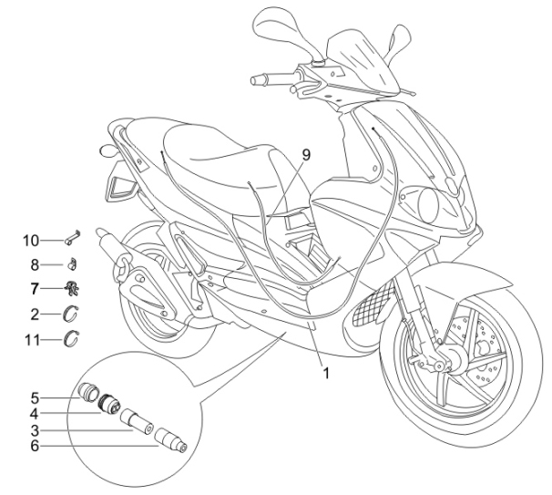 5.03 Brzdové lanko, rozdělovač - Gilera Runner 50 SP -SC- 2006 (ZAPC461000)