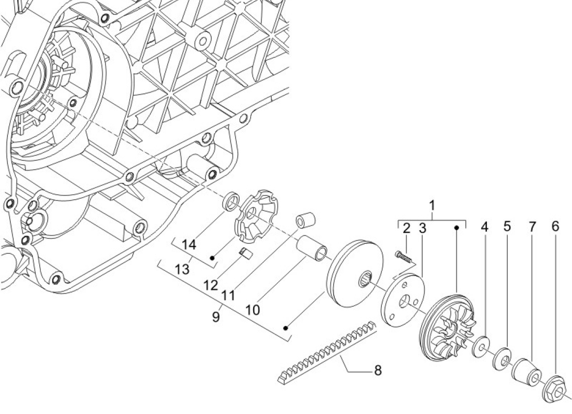 1.13 Řemen variátoru, variátor - Gilera Runner 125 "SC" VX 4T UK (ZAPM46100)