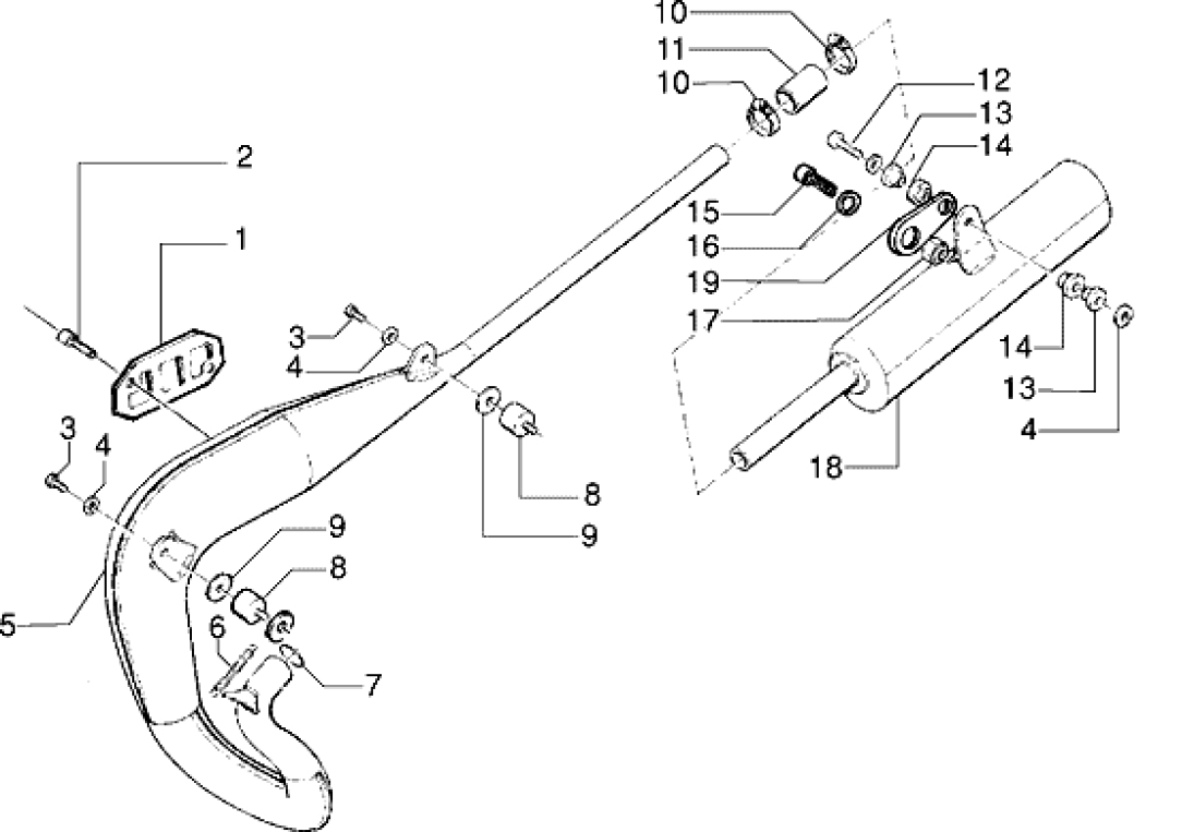 T15 Výfuk, tlumič výfuku - Gilera RK 50 (VTBC 08000 0001001)